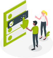 Illustrasjon av to personer som ser på en punktliste